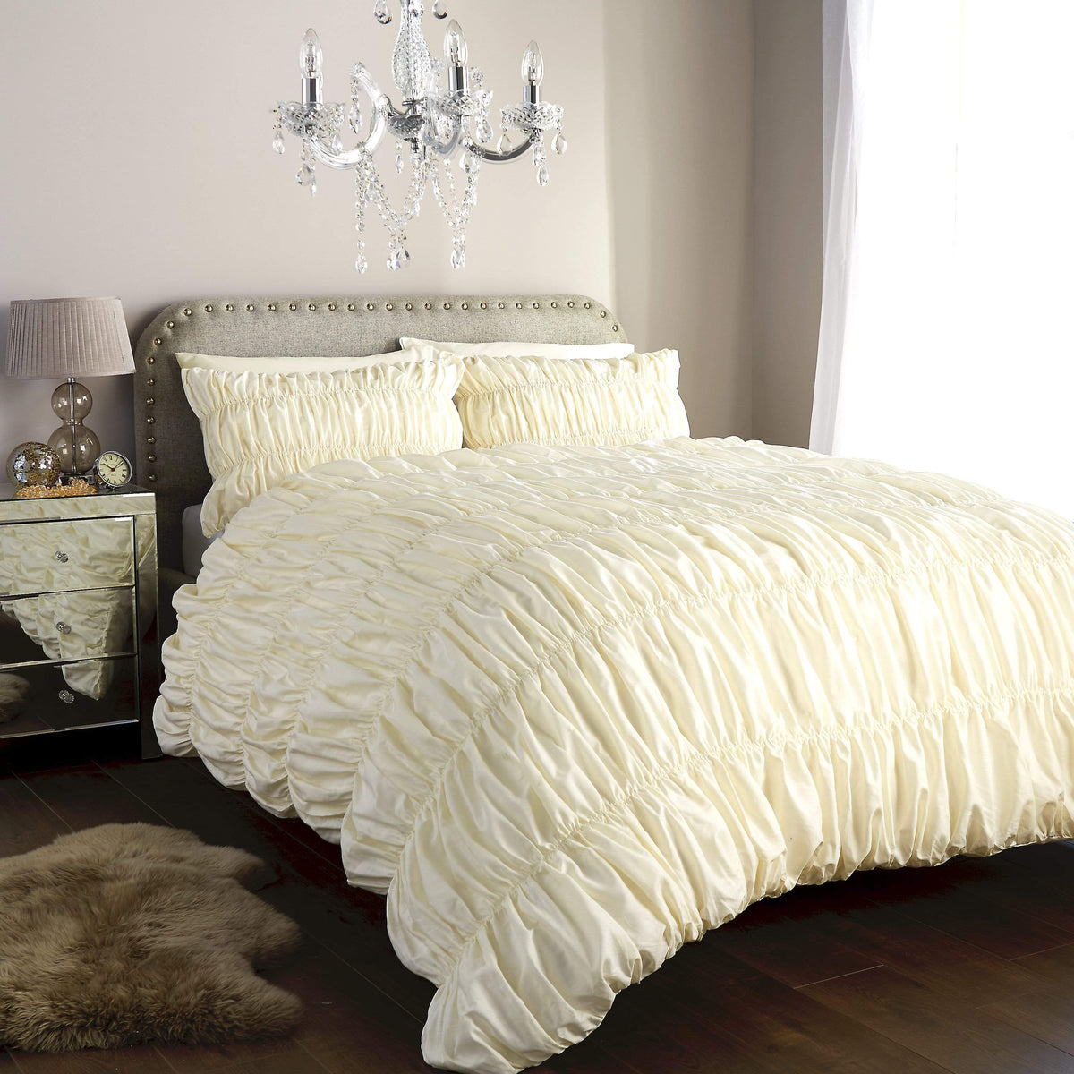 OLIVIA ROCCO Duvet Set Ruched Ruffles Cotton Rich Luxury OEKO TEX Certified Multiple