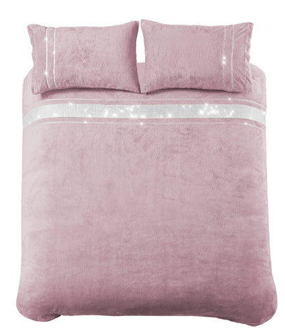 OLIVIA ROCCO Paris Glitz Teddy Fleece Duvet Set Diamante Detailing Super Soft Faux Fur