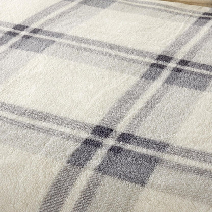 OLIVIA ROCCO Orkney Check Fleece Duvet Set Grey Green Easy Care Wrinkle Resistant
