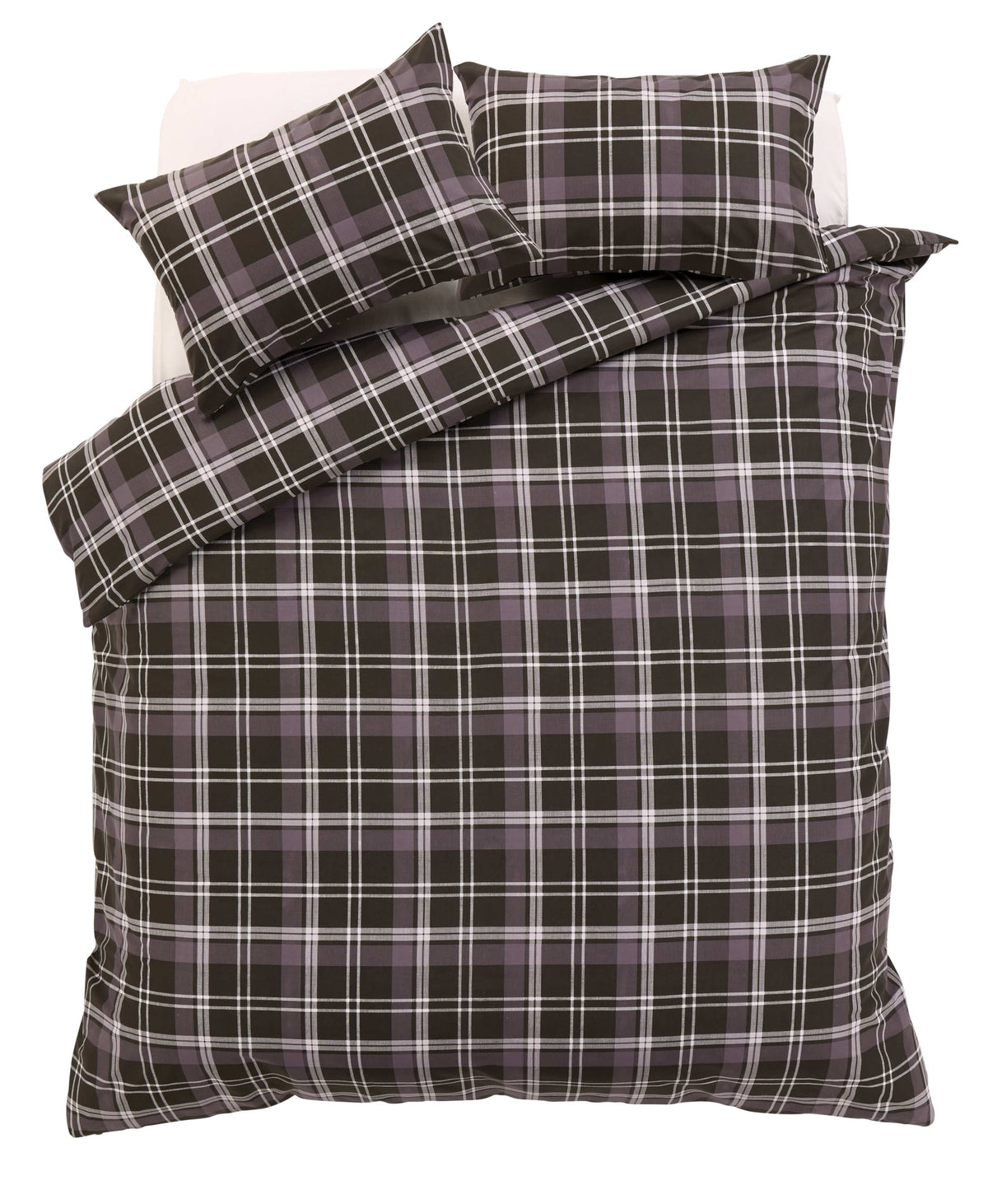 OLIVIA ROCCO Check Pattern Duvet Set Cotton Rich With Pillowcases OEKO-TEX Certified