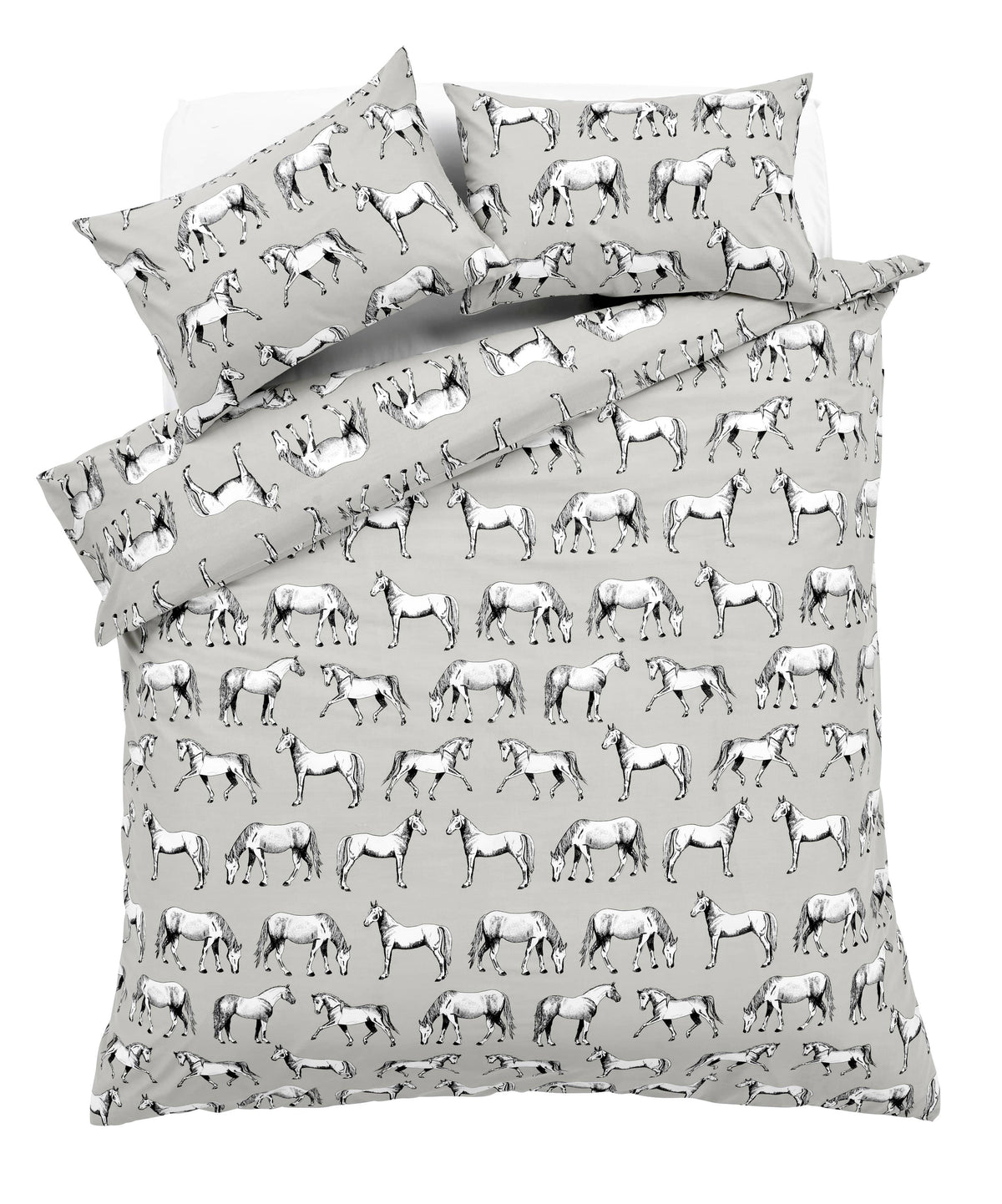OLIVIA ROCCO Horses Design Cotton Rich Duvet Set Single and Double Sizes Bold Colours