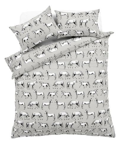 OLIVIA ROCCO Horses Design Cotton Rich Duvet Set Single and Double Sizes Bold Colours