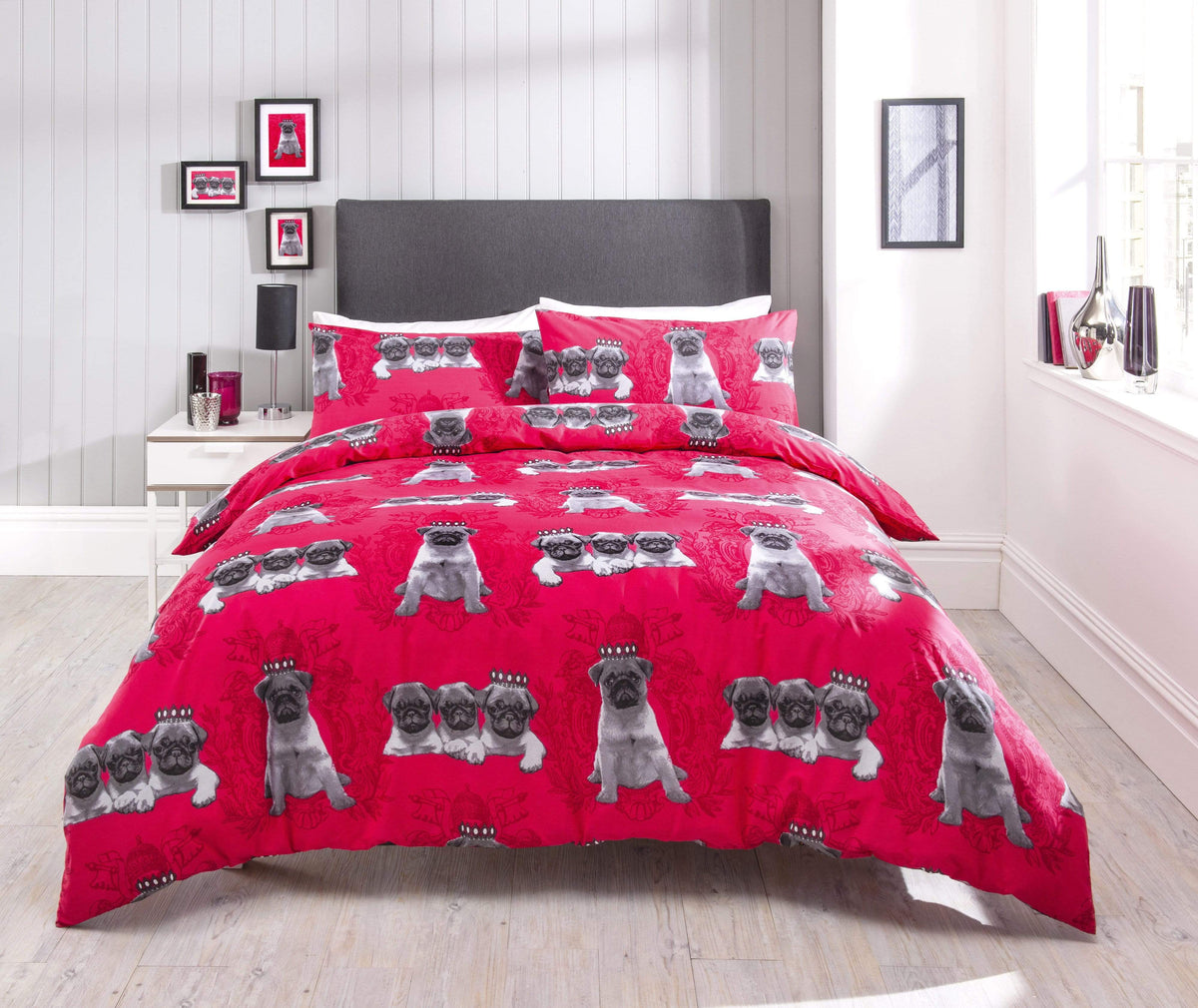 OLIVIA ROCCO Pugs Duvet Cover Set Cotton Rich Bedding With Bold Vibrant Colours Available