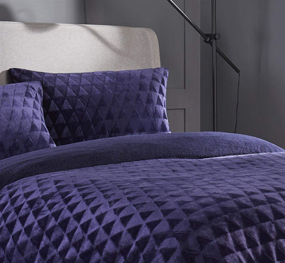 OLIVIA ROCCO Geometric Reversible Teddy Bear Faux Fur Duvet Set Ultra Soft Bedding