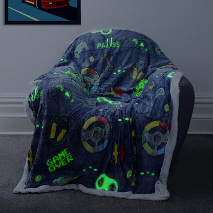 OLIVIA ROCCO Glow In The Dark Teddy Fleece Duvet Set For Kids Winter Warm Cosy Bedding
