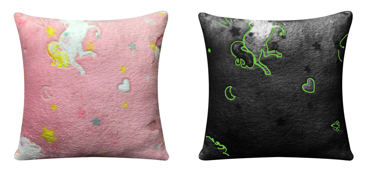 OLIVIA ROCCO Rainbow Unicorn Glow In The Dark Teddy Fleece Duvet Set For Kids Super Soft