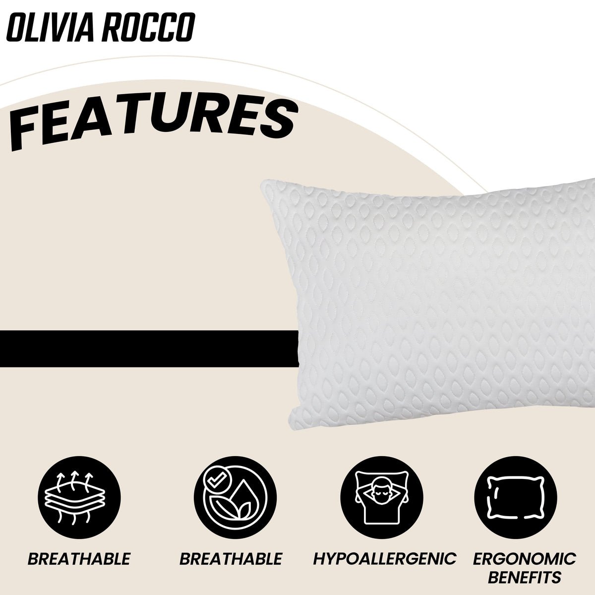 OLIVIA ROCCO Air Flow Pillow Hotel Quality Anti Snore Side Sleeper Premium Fibre Filling