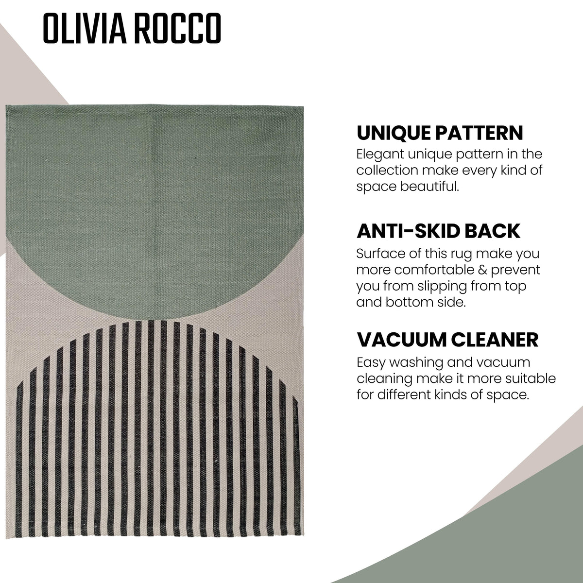 OLIVIA ROCCO Printed Rug Amphi Colour Non Slip Soft Durable Floor Rug For Living Room