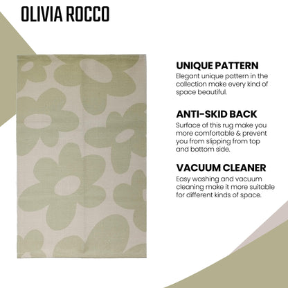 OLIVIA ROCCO Printed Rug Jardin Design Modern Non Slip Soft Durable Floor Rug For Living
