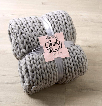 OLIVIA ROCCO Handmade Chunky Cable Knit Throw Oversized Super Soft Fleece Blanket Decor