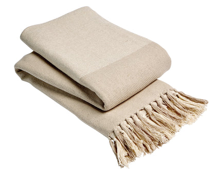 OLIVIA ROCCO Handwoven Large Check Pure Indian Cotton Throw Blanket With Tassels Eco