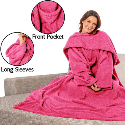 OLIVIA ROCCO Wearable TV Blanket With Sleeves And Pocket Ultra Soft Fleece 140x183