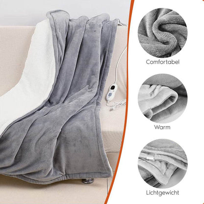 OLIVIA ROCCO Double Layer Electric Heated Throw Blanket Grey With Adjustable Heat