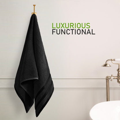 OLIVIA ROCCO Towels Belmont Viscose Stripe Black 100% Cotton Hotel Quality Bath Towels