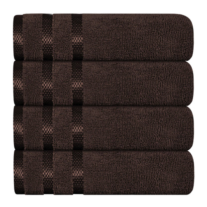 OLIVIA ROCCO Belmont Viscose Stripe Brown Towels 100% Cotton Hotel Quality Bath Towels