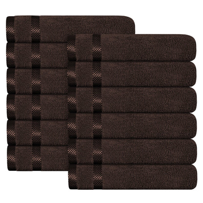 OLIVIA ROCCO Belmont Viscose Stripe Brown Towels 100% Cotton Hotel Quality Bath Towels
