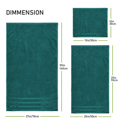 OLIVIA ROCCO Belmont Viscose Stripe Jade Green Towels 100% Cotton Hotel Quality Easy-Care Hotel-Quality Bathroom