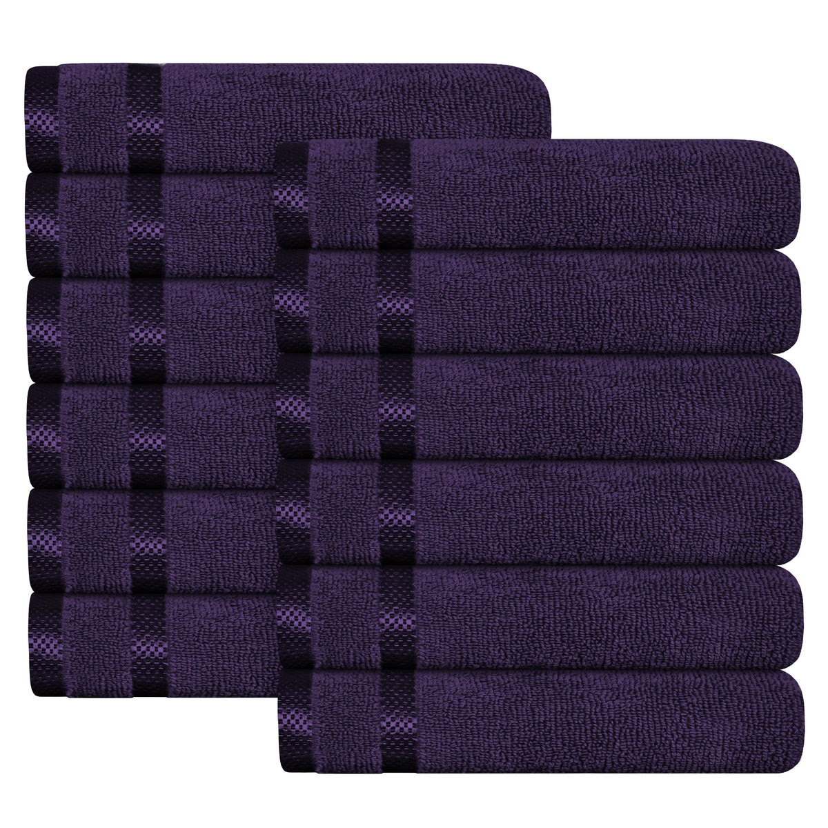OLIVIA ROCCO Belmont Viscose Stripe Purple Towels 100% Cotton Hotel Quality Bath Towels