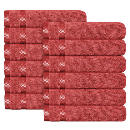 OLIVIA ROCCO Belmont Viscose Stripe Red Towels 100% Cotton Hotel Quality Super Absorbent