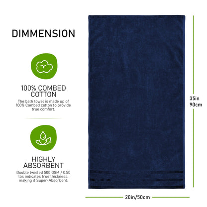 OLIVIA ROCCO Belmont Viscose Stripe Royal Blue Towels 100% Cotton Hotel Quality 10 Piece