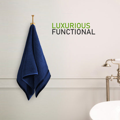 OLIVIA ROCCO Belmont Viscose Stripe Royal Blue Towels 100% Cotton Hotel Quality 10 Piece