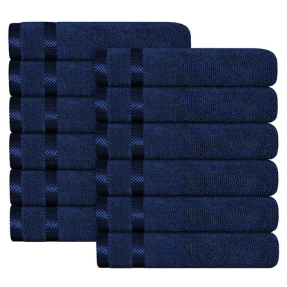 OLIVIA ROCCO Belmont Viscose Stripe Royal Blue Towels 100% Cotton Hotel Quality 10 Piece