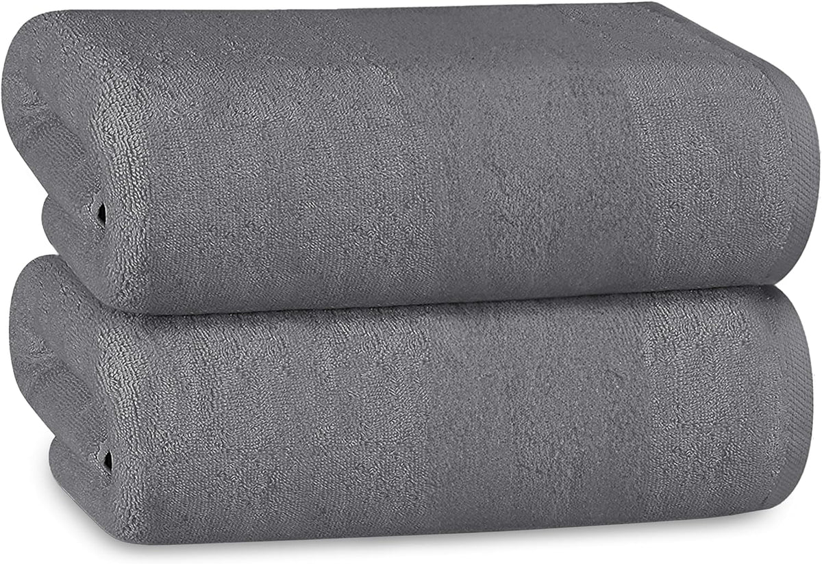 OLIVIA ROCCO Bath Sheets 500GSM Ultra Soft Super Absorbent Quick Dry Cotton White Grey Hotel-Quality Deep Fitted Easy-Care