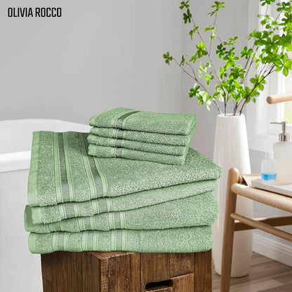 OLIVIA ROCCO Ritz Viscose Stripe Towels Super Soft Cotton Highly Absorbent Jumbo Bath