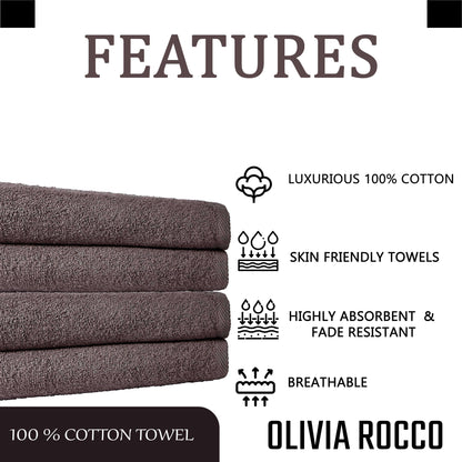 OLIVIA ROCCO Pack Of 4 Large Quick-Drying Indus Valley Cotton Bath Sheets 80x140cm