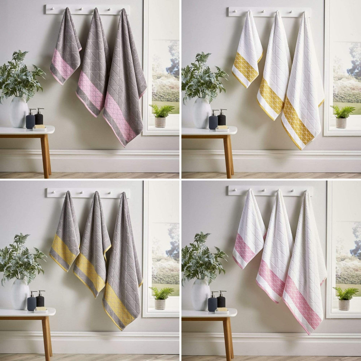OLIVIA ROCCO Inca Diamond Jacquard 600GSM Cotton Towels Bath Sheets And Bath Towels Set