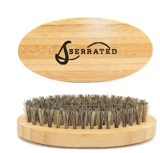 SERRATED Boar Bristle Beard Brush – Natural Wooden Handle